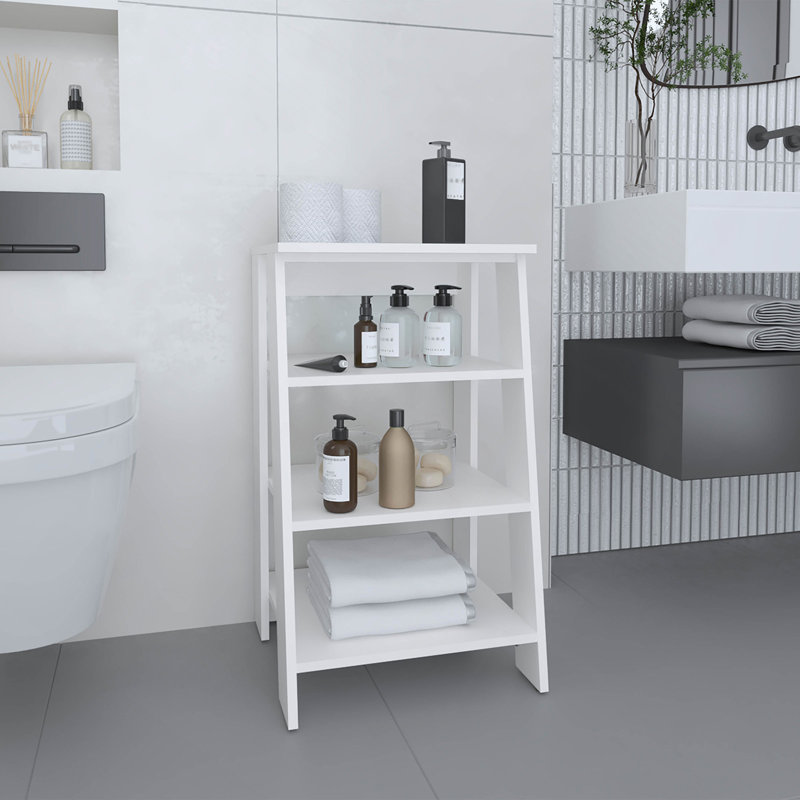 Armoire à linge H 29,7 po, quatre tablettes, vertical, blanc, Blanc