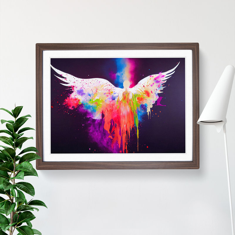 Angel Painted Vol.4 Abstract - Single Picture Frame Print, 25cm H x 34cm W x 2cm D, Walnut Framed