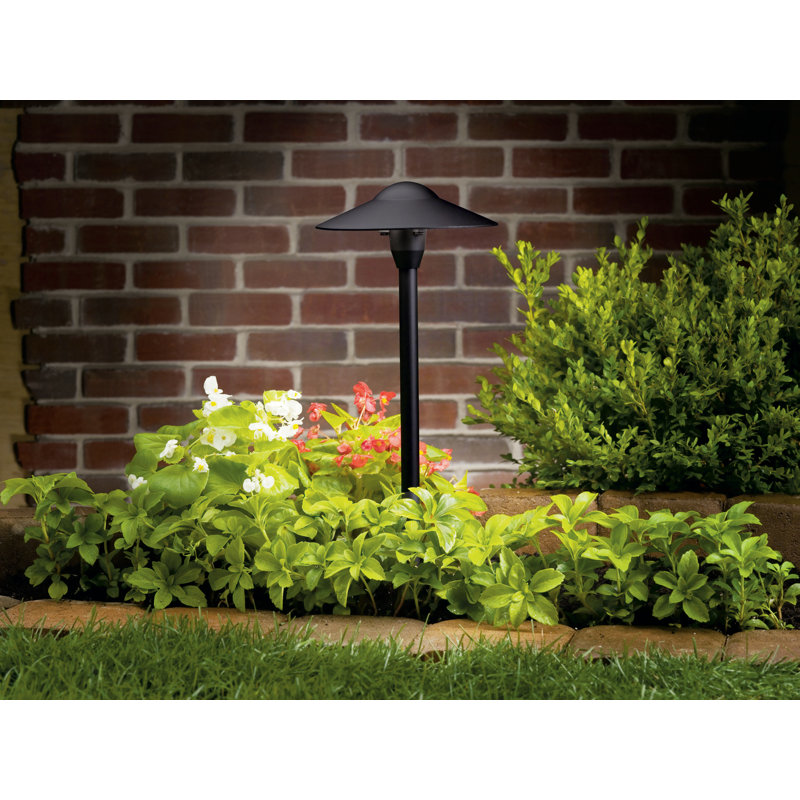 Low Voltage 8 in. Textured Black Hardwired Weather Resistant Dome Path Light with No Bulbs Included, Textured Black