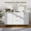White Sideboard with 3 Drawers & Adjustable Shelves, Modern Storage Cabinet for Living Room