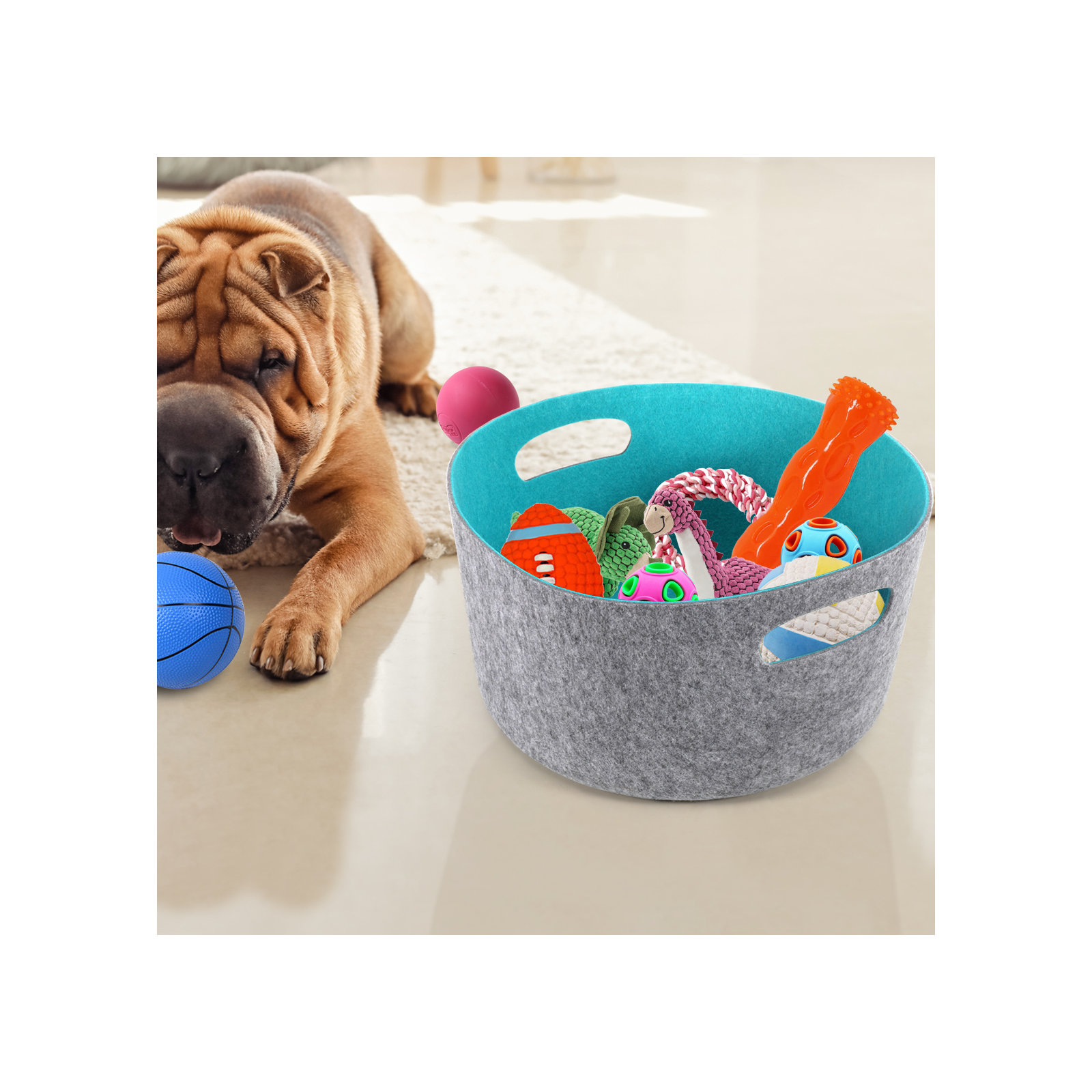 Fabric Decorative Bin 1, Turquoise