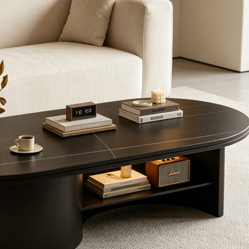 Table basse Modern Rock, Jaune / Noir, H 16,92 po x L 39,37 po x l 23,62 po