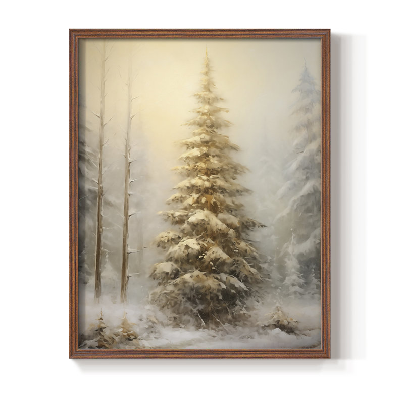 «Christmas Holiday Art», reproduction encadrée en bois massif, H 11 po x l 9 po, Noyer