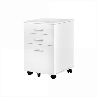 File Cabinets, Rolling Mobile 3-Drawer, Snow White Laminate Printer Stand | White | Particle Board