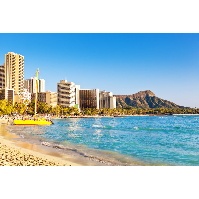 Sunny Waikiki Beach by YinYang - No Frame Art Prints on Canvas, 20cm H x 30cm W