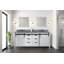 Ensemble de meuble-lavabo double blanc l 80 po x P 22 po, comptoir en quartz gris et robinet