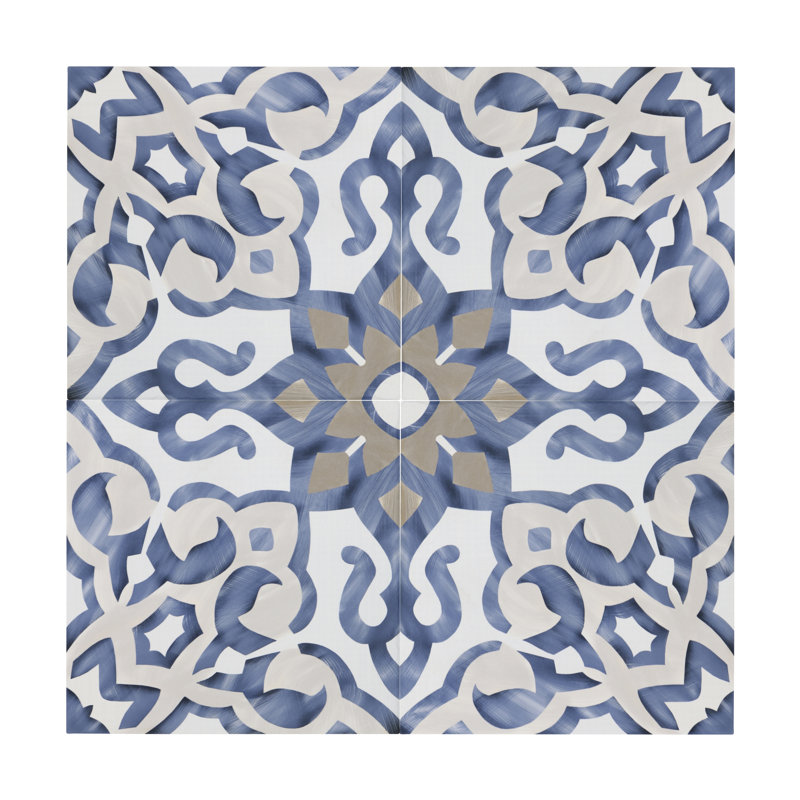 Villa Azul 10" x 10" Porcelain Spanish/Moroccan Singular Tile, Blue
