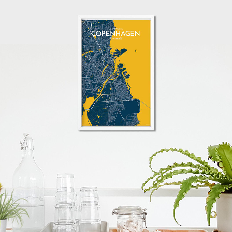 Copenhagen City Map In Amuse - No Frame Print, 17cm H x 11cm W x 0.05cm D