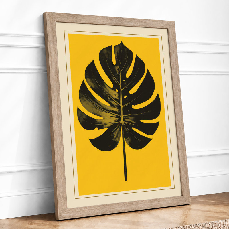 Monstera In Gold Botanical - Print, Oak, A3 - 42.0 x 29.7 cm