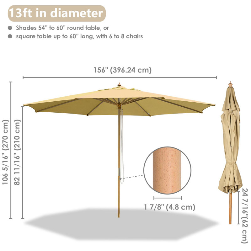 Parasol de marché 13 pi Gliese, Beige