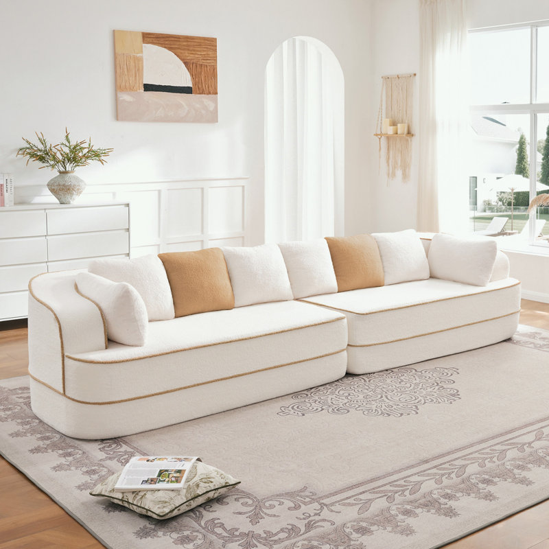 Teddy Fabric Sofa with soft cushion, White Teddy