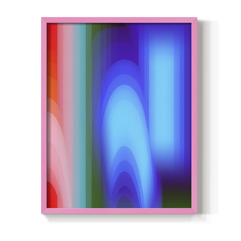 Impression encadrée Groovy Prism Gradients II - bois massif, Encadré rose, H 11 po x l 9 po