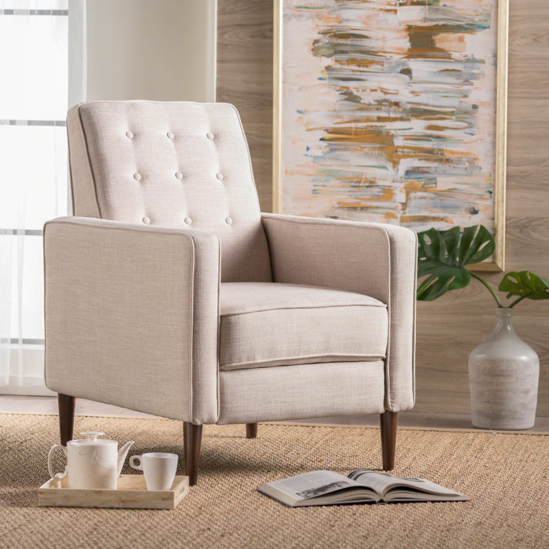 Mid-Century Modern Recliner Pushback chair, Wheat