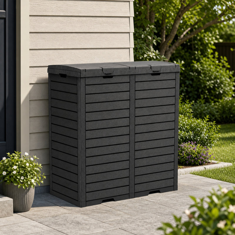 Poubelle d'extérieur 62 gallons, Noir mat