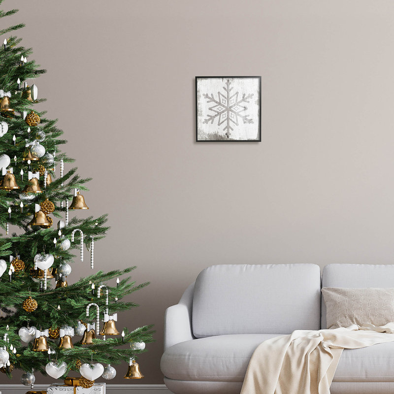 " Rustic Winter Snowflake Shape " by Lil' Rue, Midnight Black Framed Giclee, 12" H x 12" W x 1.5" D