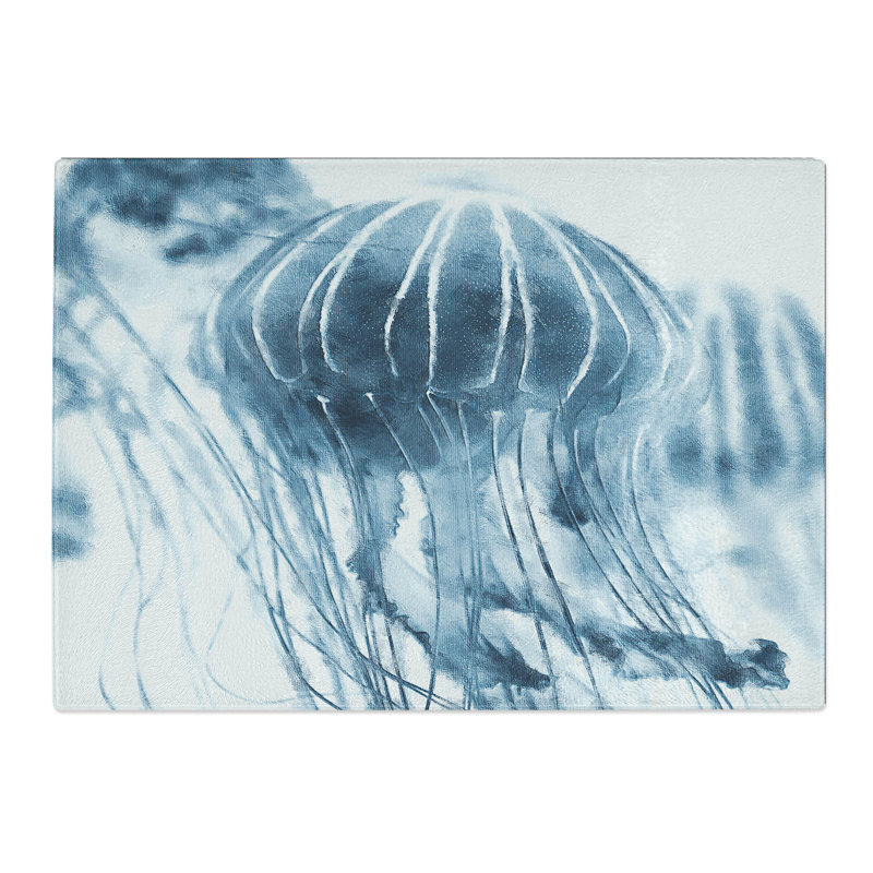 Tempered Glass a Jellyfish Painting Chopping Board, 20 cm x 28.5 cm