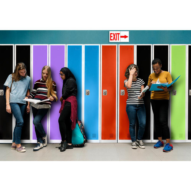 Green Steel Freestanding Locker with Adjustable Shelving
