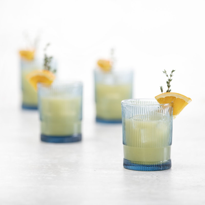 Fortessa Noho Glass, 9.85 Oz. Double Old Fashioned (Set of 4), Blue, Blue, 12.85