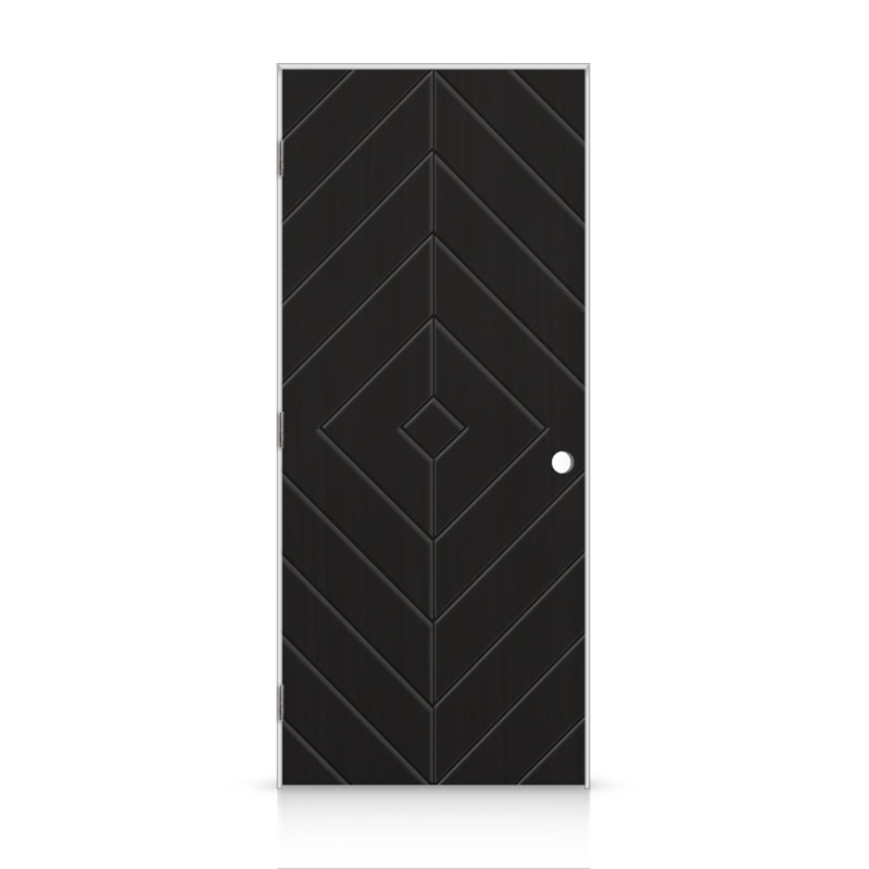 Painted Smooth Composite Single Prehung Interior Door, 24" x 80", Right, Black