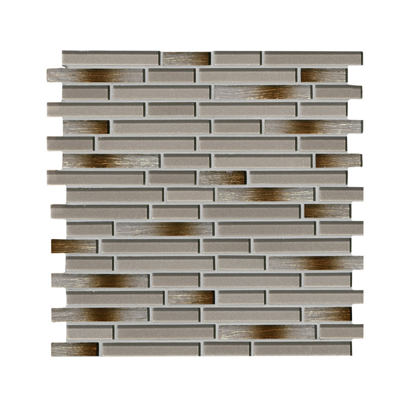 Kavik Interlocking 12 in. x 12 in. Glossy Glass Mosaic Wall Tile