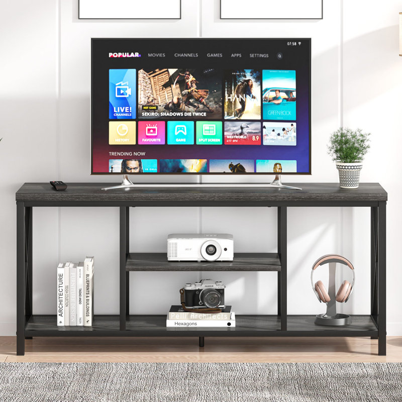 Meuble télé 55 po Hulstein, H 24,2 po x L 55 po x l 15 po, Gris foncé