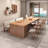 Brown Rectangular Solid Wood with 3 drawers desk-1945057063