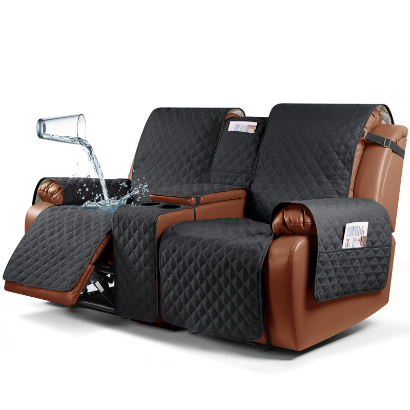 Housses pour causeuse inclinable avec console Kyrstie, Mélange de polyester noir