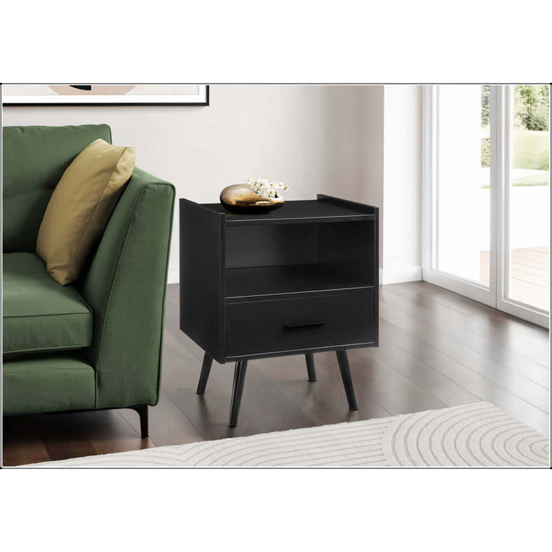 Modern Accent Table With Storage Drawer, Perfect For Living Room And Bedroom, Adds Style And Functionality., Black