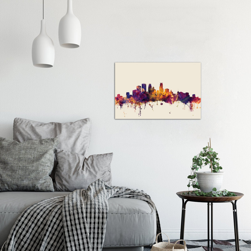 Skyline Series: Minneapolis, Minnesota, États-Unis, impression sur toile tendue beige, H 8 po x l 12 po x P 0,75 po