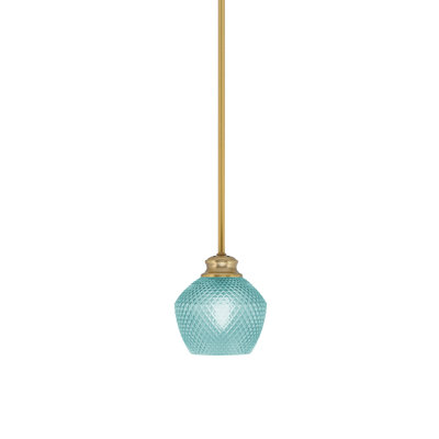Quapaw Stem Hung Pendant Shown With 6" Turquoise Textured Glass