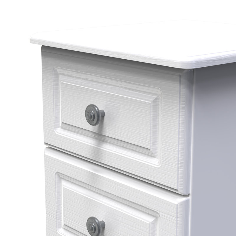 Fully Assembled Meansville 2 Drawer Bedside Table, White