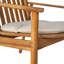 Fauteuil club de 2 avec coussins beiges, structure en bois, pieds en eucalyptus, siège courbé et à lattes de style moderne, idéal pour la détente en plein air