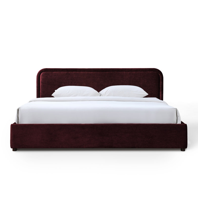Lit plateforme tapissier Condie, Grand, Bourgogne