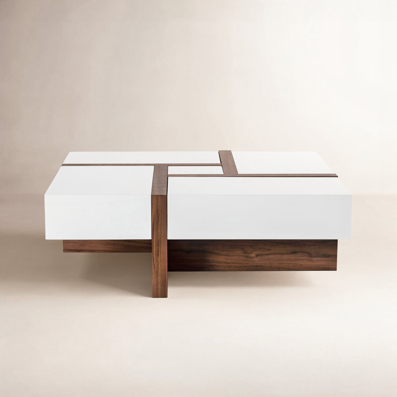 Elka Storage Coffee Table, White/Walnut