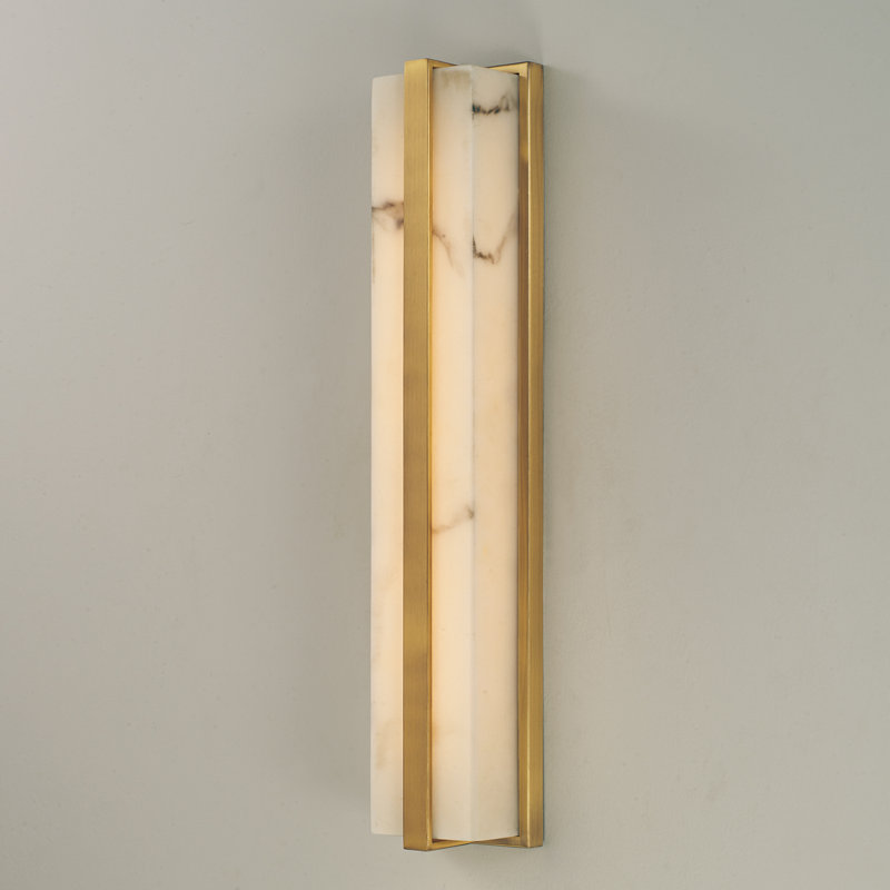 4.75" W x 24" H ADA Integrated LED Vanity Bath Bar in Aged Brass with Alabaster Glass, Aged Brass