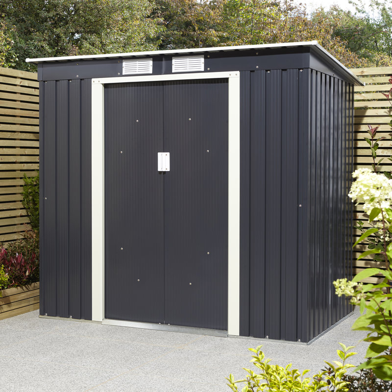 Rowlinson Trentvale 6x4 Metal Pent Shed, Dark Grey