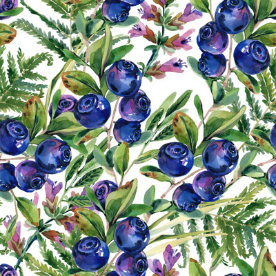 Blueberry Wallpaper Floral Roll