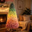 Arbre de Noël artificiel 7,5 pi avec flocons de neige en PVC avec finition enneigée 7,5 pi, conception articulée et support métallique robuste-134530302