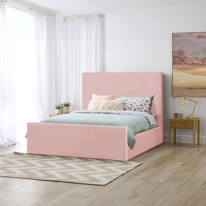 Amed Upholstered Ottoman Storage Bed, Double (4'6), Pink