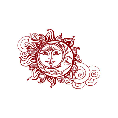 Décalcomanie murale soleil et lune
