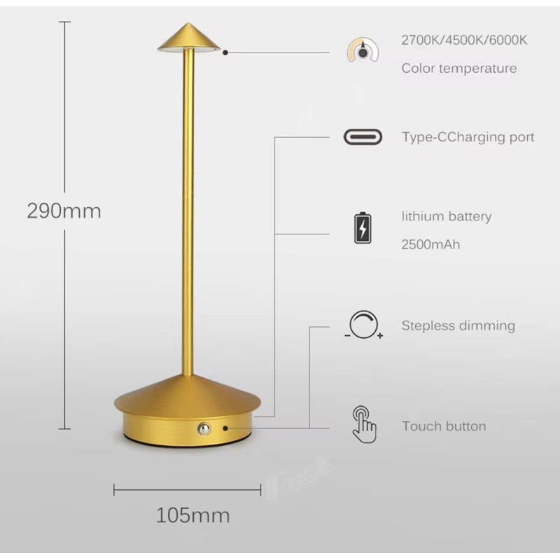 Regalia Rechargeable LED Table Lamp | Dimmable, Waterproof, Modern, Multiple Colors, White