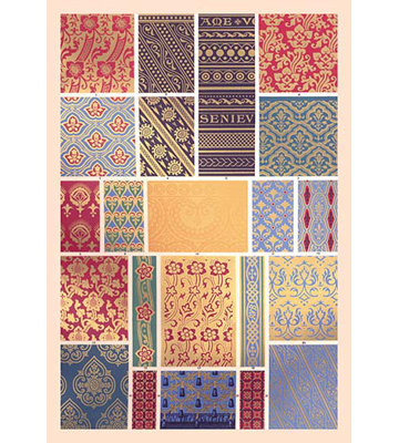 "Médiévale conception en patchwork" par Auguste Racinet, impression encadrée