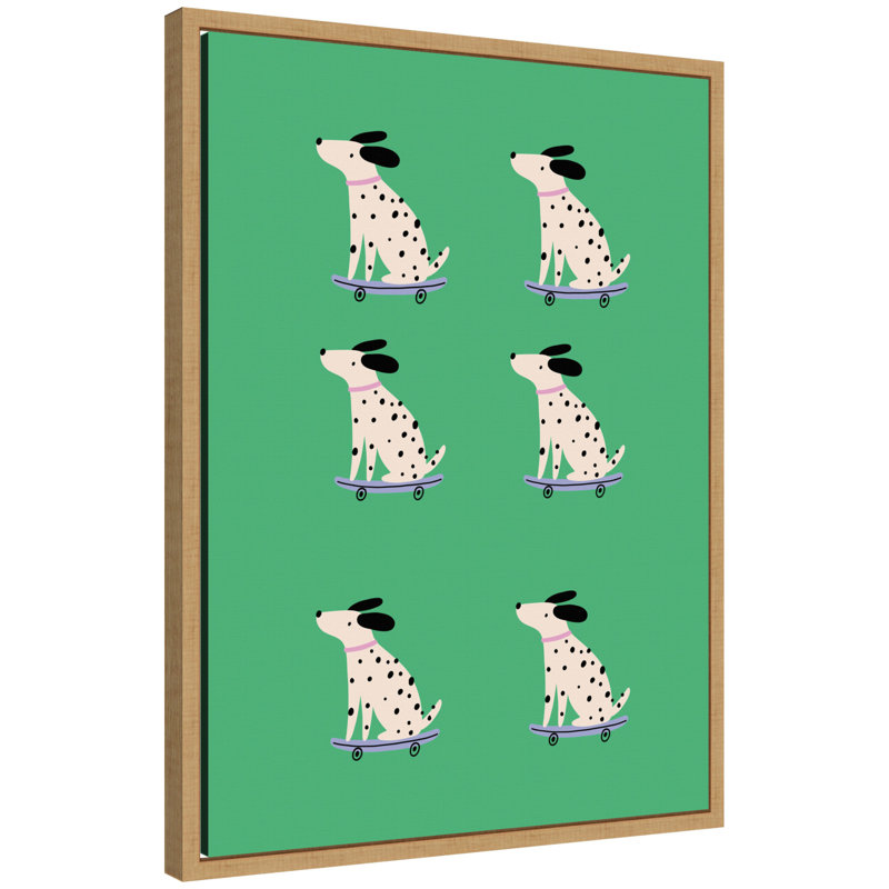 «Skating Dogs» par Laura Moss, reproduction d'art sur toile encadrée