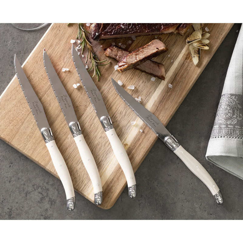 Ensemble de 4 couteaux à steak français avec poignées ivoire French Home Laguiole