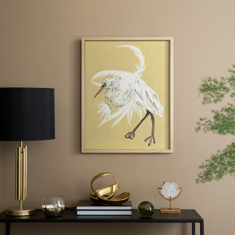 Heron Plumage VI, reproduction encadrée - bois massif, H 15 po x l 12 po