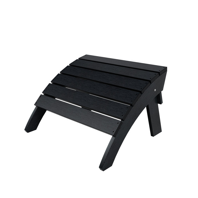 Attapulgus Outdoor All-Weather Poly Adirondack Chair Folding Ottoman, Black