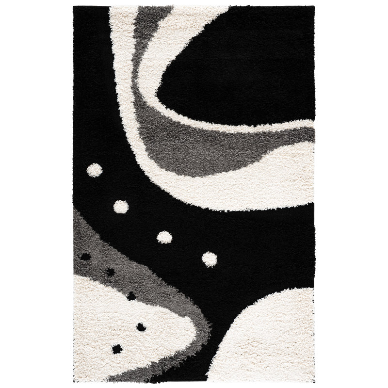 Tapis noir / ivoire Ashal, Rectangle 3 pi 3 po x 5 pi 3 po, Black/Ivory