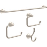 Arvo 4-Piece Bath Hardware 18 in. Towel Bar w/ 6 in. Extender, Toilet Paper Holder, Towel Ring, Hook