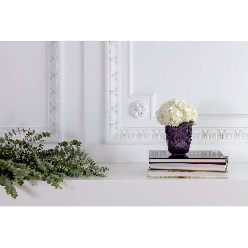 Pivoines Handmade Crystal Table Vase, 5.51" H x 4.72" W x 4.72" D, Amber