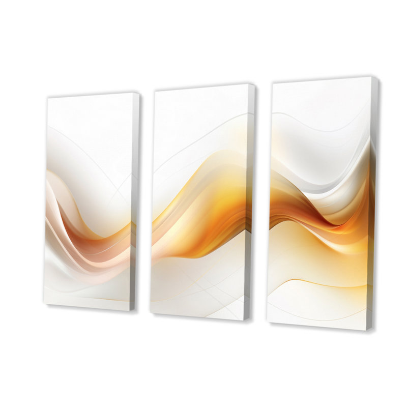 «Gold and White Fractal Tsunami VII», 3 impressions sur toile tendue, H 40 po x l 60 po x P 1 po